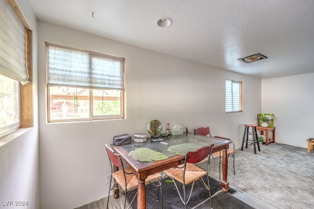 view of carpeted dining space