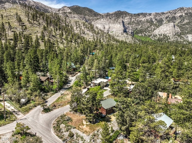 birds eye view of property with a mountain view