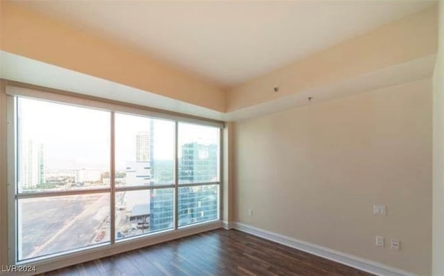 unfurnished room featuring dark hardwood / wood-style floors and a wealth of natural light