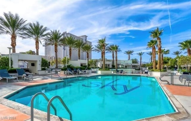 view of pool featuring a patio