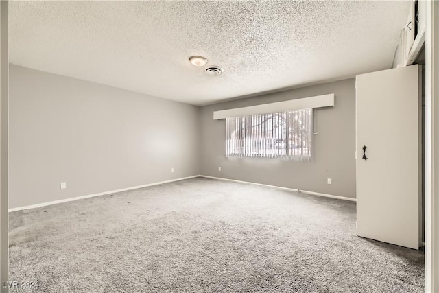 spare room with carpet flooring and a textured ceiling