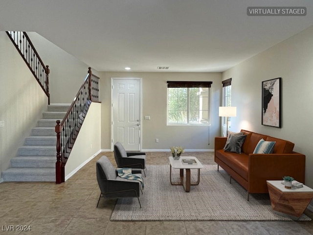 view of tiled living room