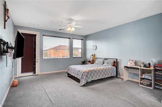 bedroom with carpet and ceiling fan