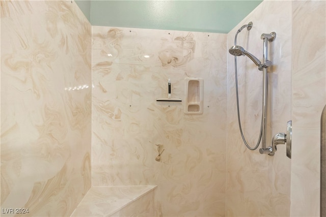 bathroom featuring tiled shower