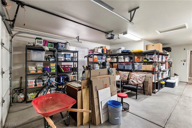 garage with a garage door opener