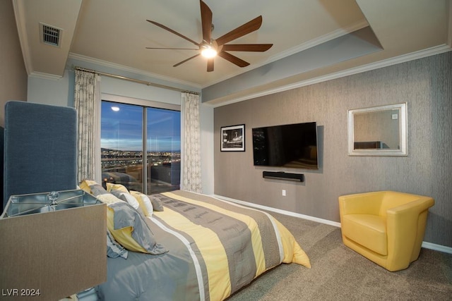8255 Las Vegas Blvd Unit 2002, Las Vegas, NV 89123 - carpeted bedroom with crown molding, baseboards, and a ceiling fan