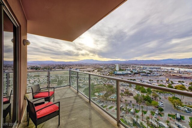 8255 Las Vegas Blvd Unit 2002, Las Vegas, NV 89123 - balcony at dusk featuring a mountain view