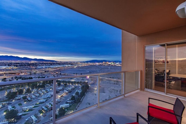 8255 Las Vegas Blvd Unit 2002, Las Vegas, NV 89123 - balcony at dusk featuring a mountain view
