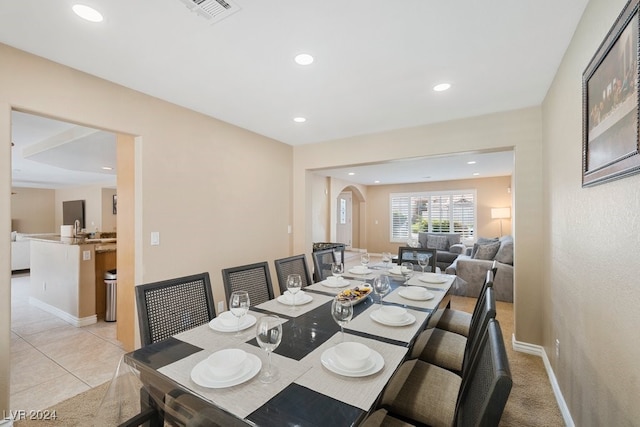 view of tiled dining room