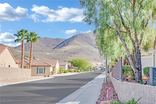 view of street with a mountain view