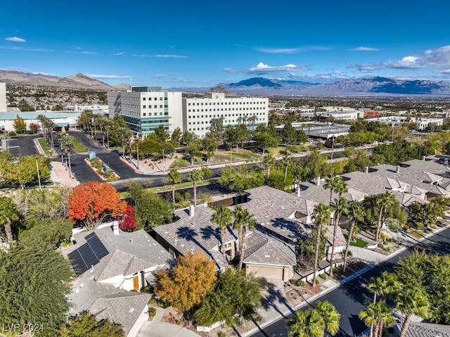 birds eye view of property with a mountain view