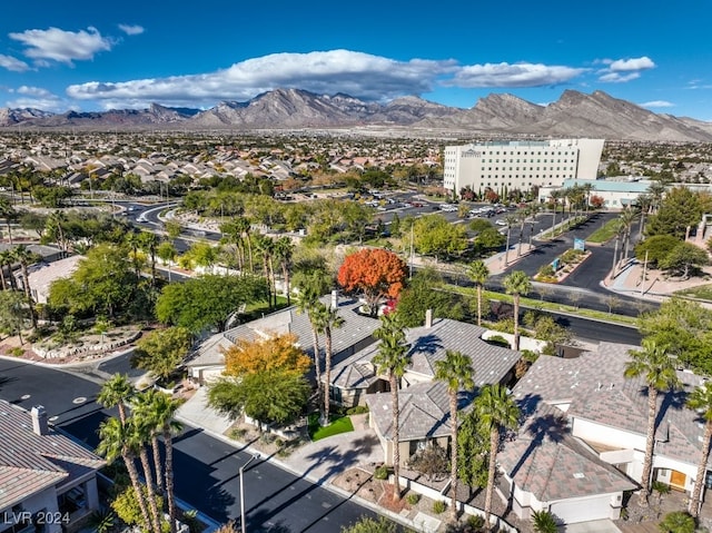 birds eye view of property featuring a mountain view