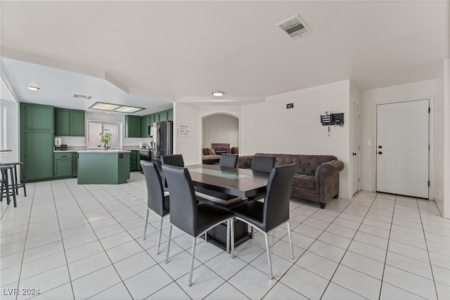 view of tiled dining area