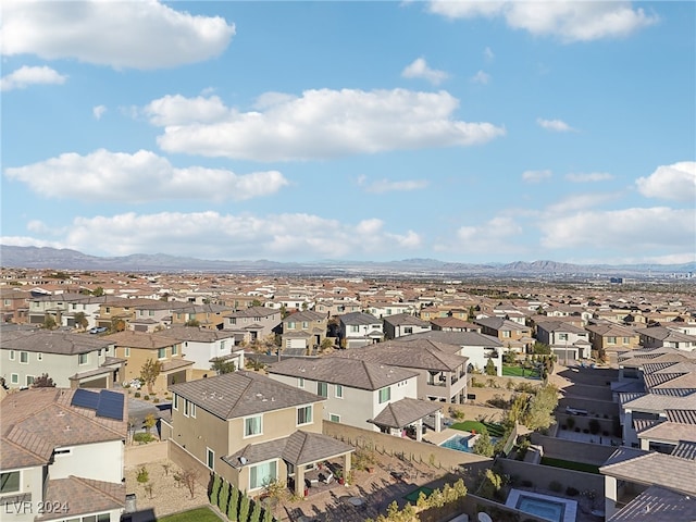 drone / aerial view with a mountain view