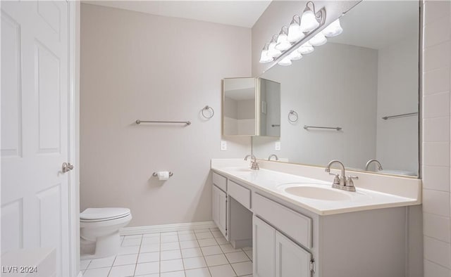 bathroom featuring tile patterned flooring, vanity, and toilet