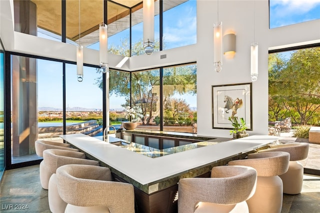 interior space with plenty of natural light and a towering ceiling