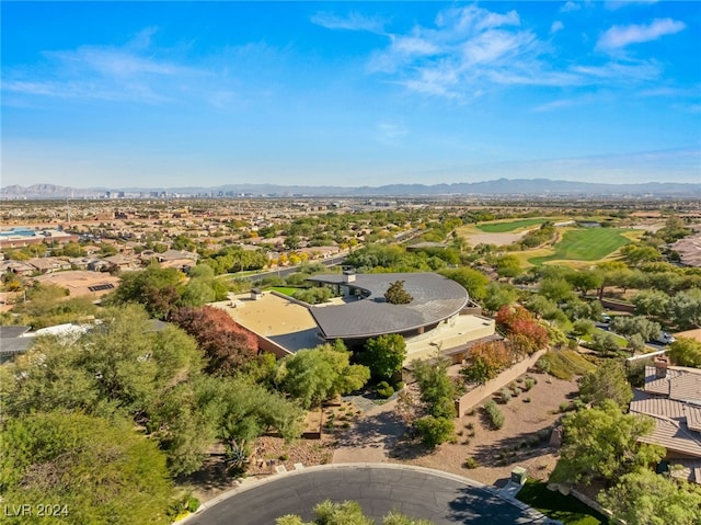 drone / aerial view featuring a mountain view