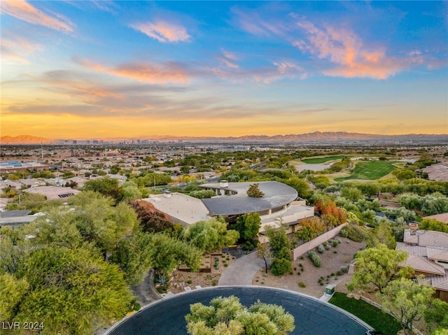 view of aerial view at dusk