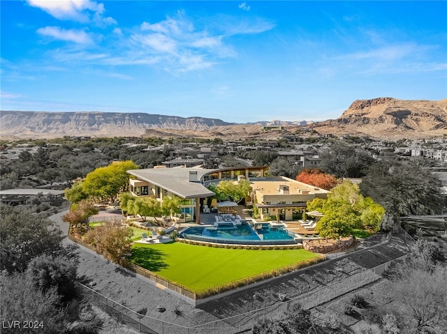 aerial view featuring a mountain view