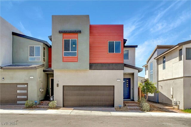 contemporary home featuring a garage