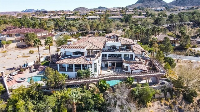 drone / aerial view with a mountain view