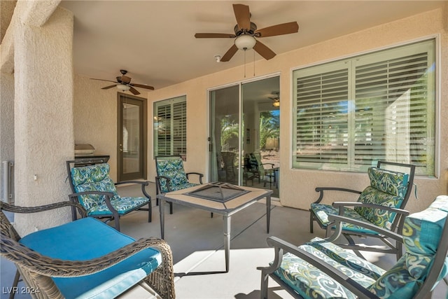 view of patio / terrace with outdoor lounge area and ceiling fan