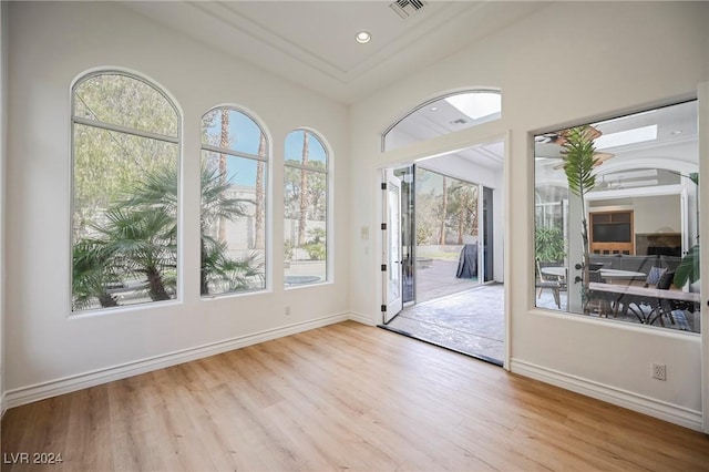 doorway to outside with light hardwood / wood-style floors