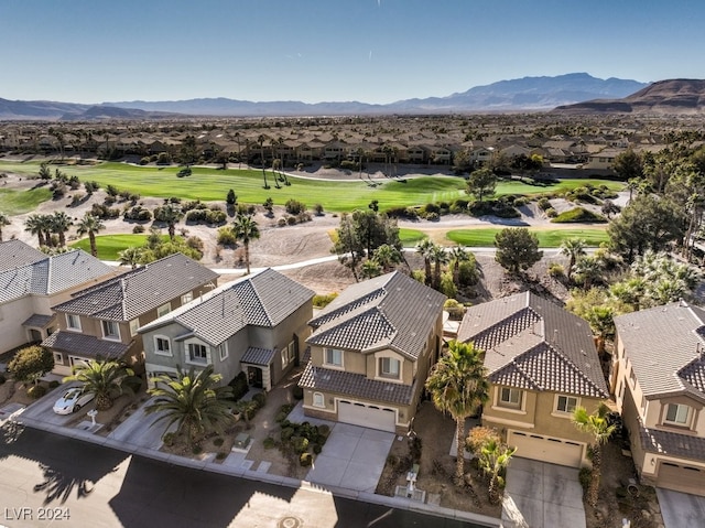 drone / aerial view featuring a mountain view