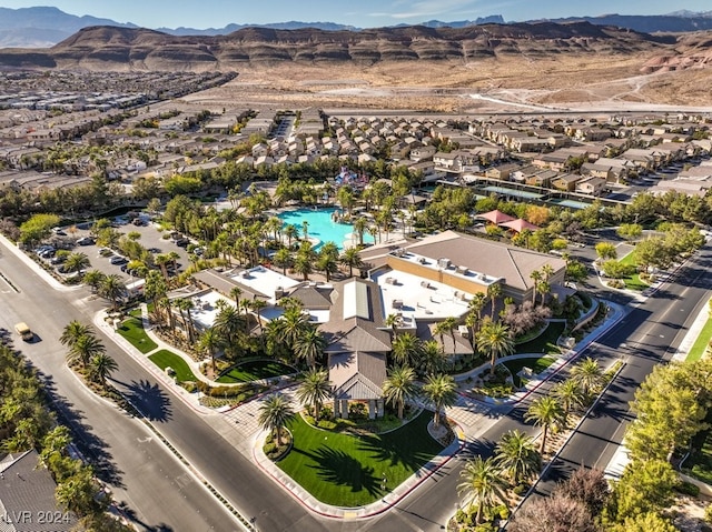 bird's eye view with a mountain view