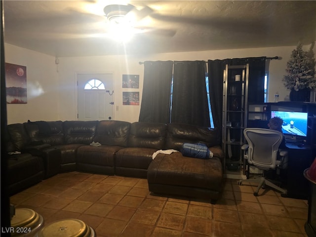 view of tiled living room