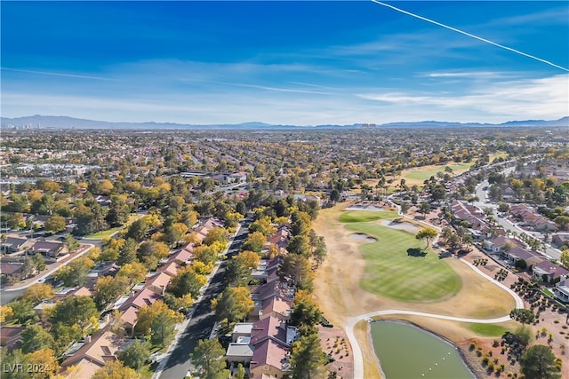 aerial view with a water and mountain view