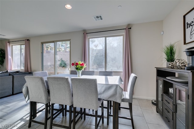 view of tiled dining room