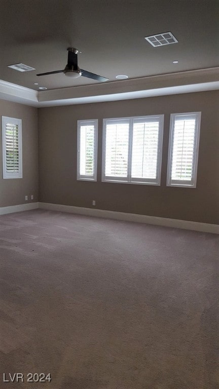 empty room featuring ceiling fan and carpet floors