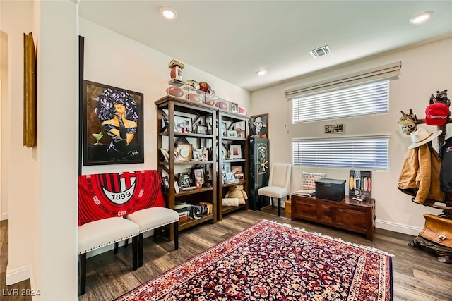 living area featuring hardwood / wood-style floors