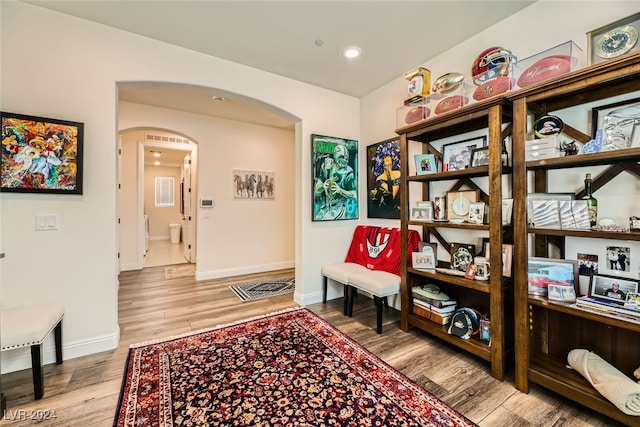 living area with light wood-type flooring