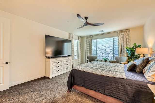 bedroom with carpet flooring and ceiling fan