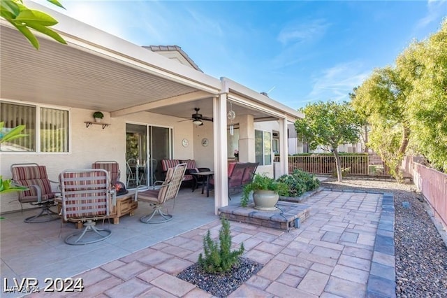 view of patio with ceiling fan