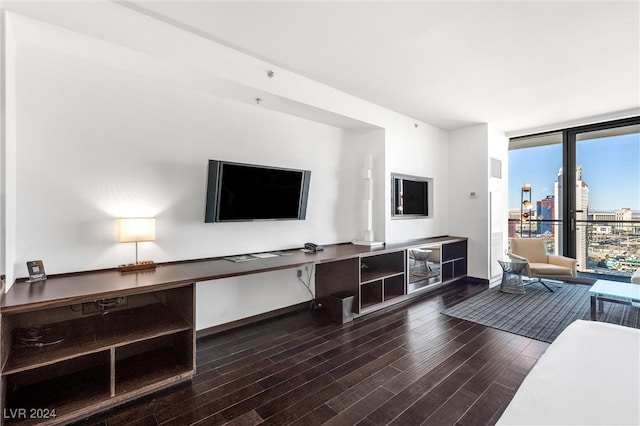 living room featuring hardwood / wood-style floors and expansive windows