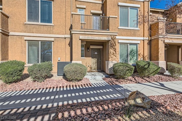 doorway to property with a balcony