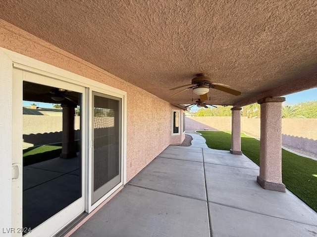 view of patio / terrace featuring ceiling fan