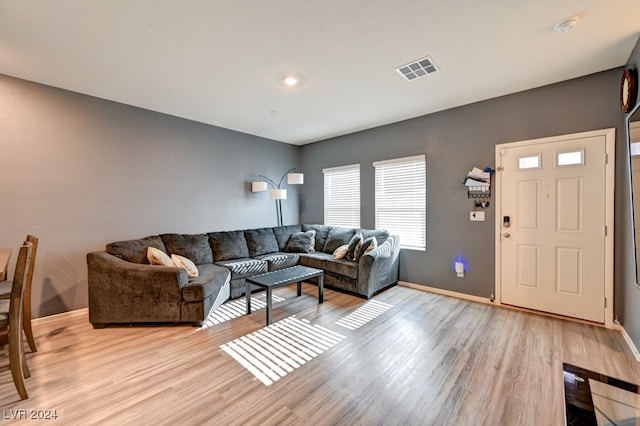 living room featuring light hardwood / wood-style floors