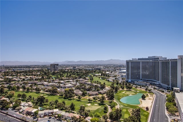 birds eye view of property featuring a mountain view