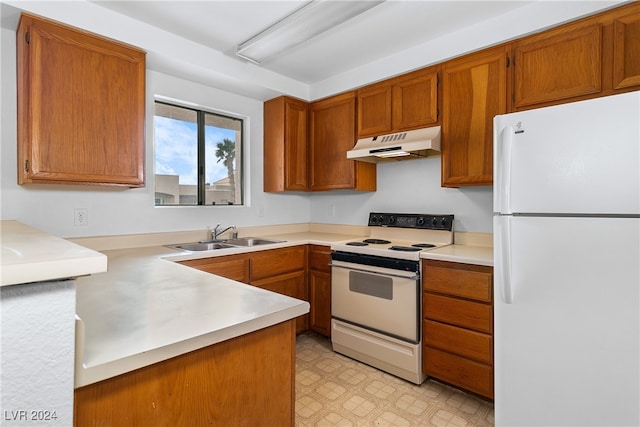 kitchen featuring sink and white appliances