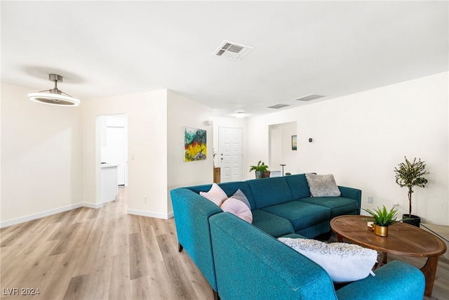 living room featuring light wood-type flooring