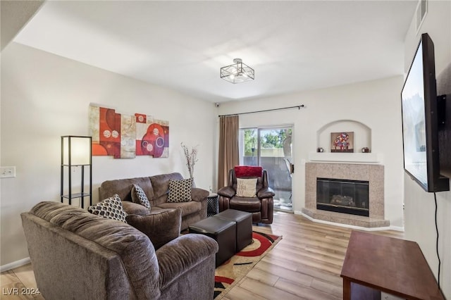 living room featuring light wood-type flooring