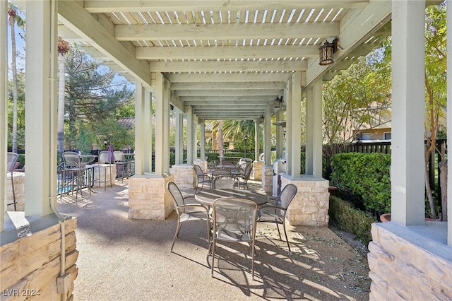 view of patio featuring a pergola