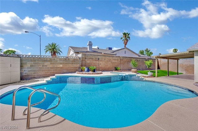 view of swimming pool featuring a patio