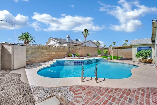 view of pool featuring a patio