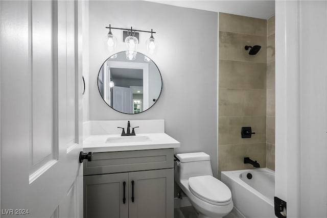 full bathroom with toilet, vanity, and shower / bathing tub combination