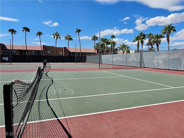 view of tennis court with basketball court